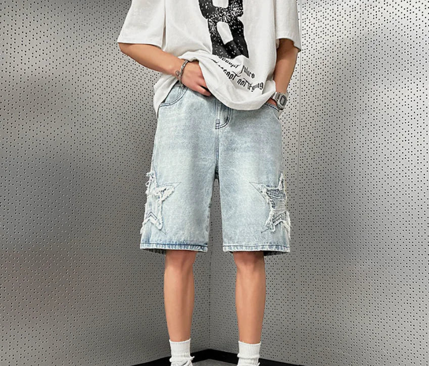 Men's Summer Washed Old Cowboy Shorts