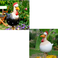 Yard Art Decor Chicken Garden Lawn Plug Hen Rooster Ornaments Hens Bird Statues Edge Seater Indoor Outdoor Decorations