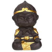 Chinese Purple Clay Kung Fu Tea Set Tea Pet Monkey King for Home Tea Tray Decoration Tea Tray Sun Wukong Statues Sculptures