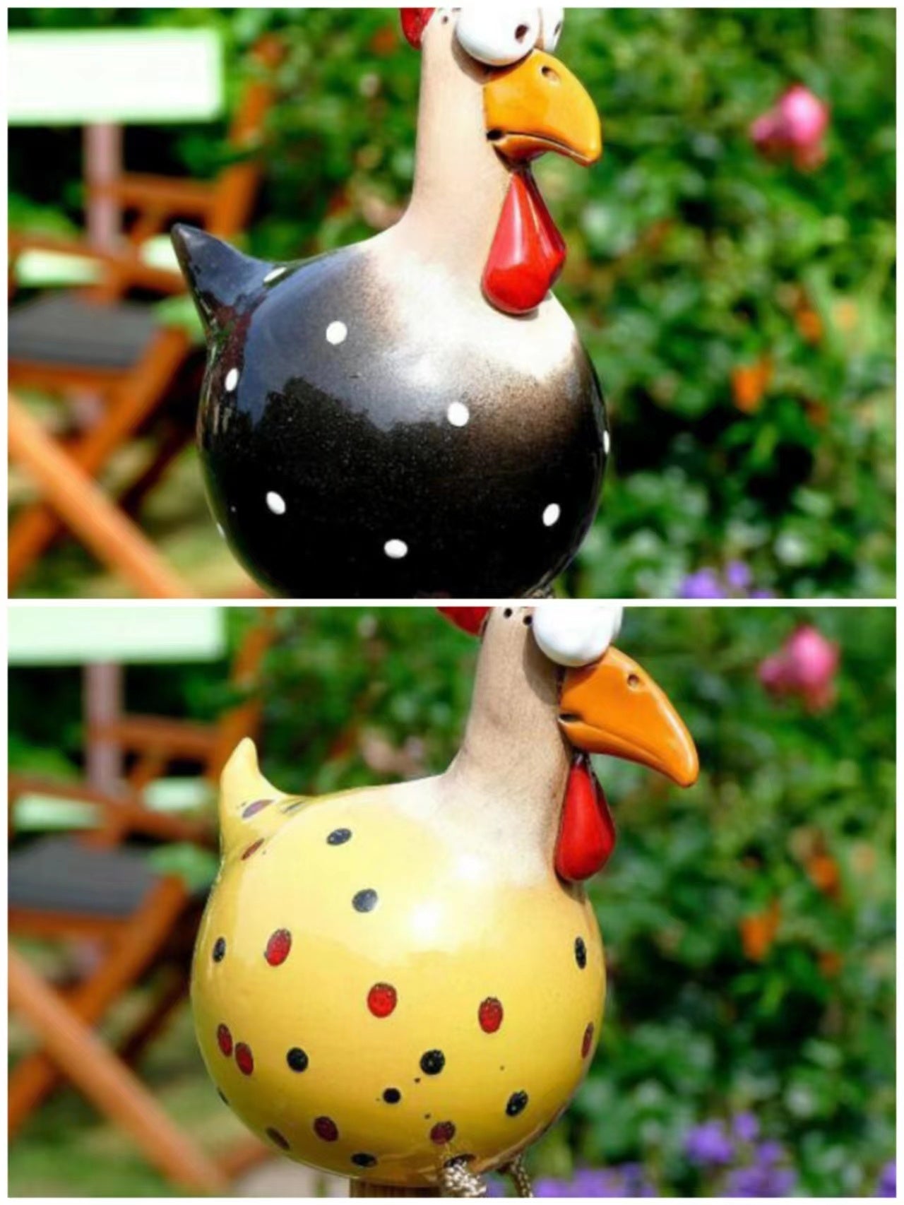 Yard Art Decor Chicken Garden Lawn Plug Hen Rooster Ornaments Hens Bird Statues Edge Seater Indoor Outdoor Decorations