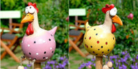 Yard Art Decor Chicken Garden Lawn Plug Hen Rooster Ornaments Hens Bird Statues Edge Seater Indoor Outdoor Decorations