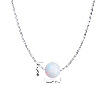 Women's Opal Ball Necklace Jewelry White